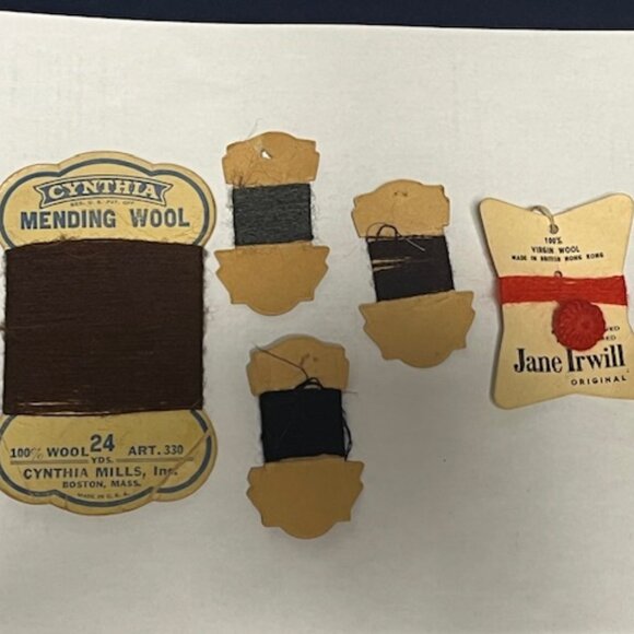VTG Collection of Paper Spools of Mending Wools Yarns Brown Red Black Gray Lot 4 - Picture 2 of 14